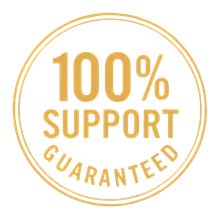 Satisfaction and support guarantee badge supplied by the manufacturer